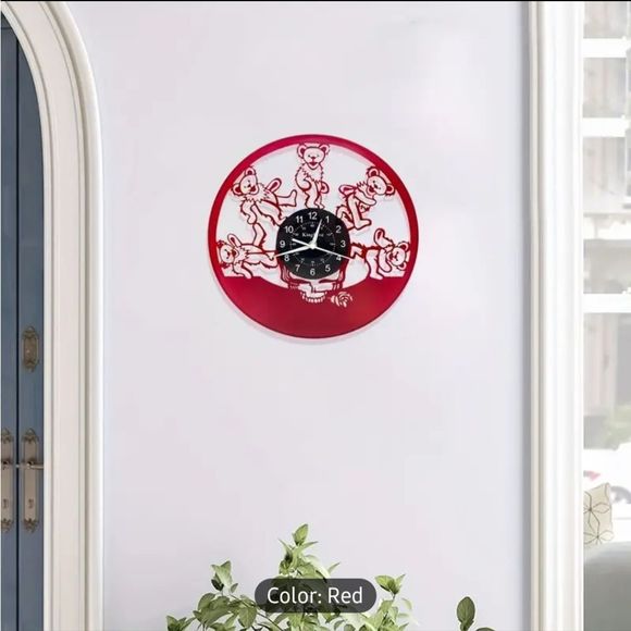 NEW RED Grateful Dead Dancing Bears Vinyl Record Album Carved Clock Jerry Garcia - Picture 6 of 9